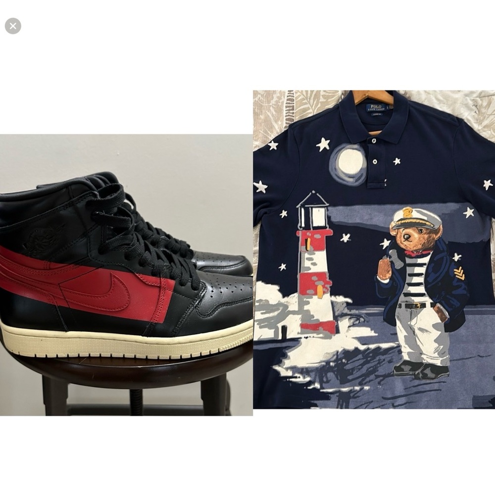 Ralph Lauren polo Bear polo shirt size L and Jordan 1 size 10.5